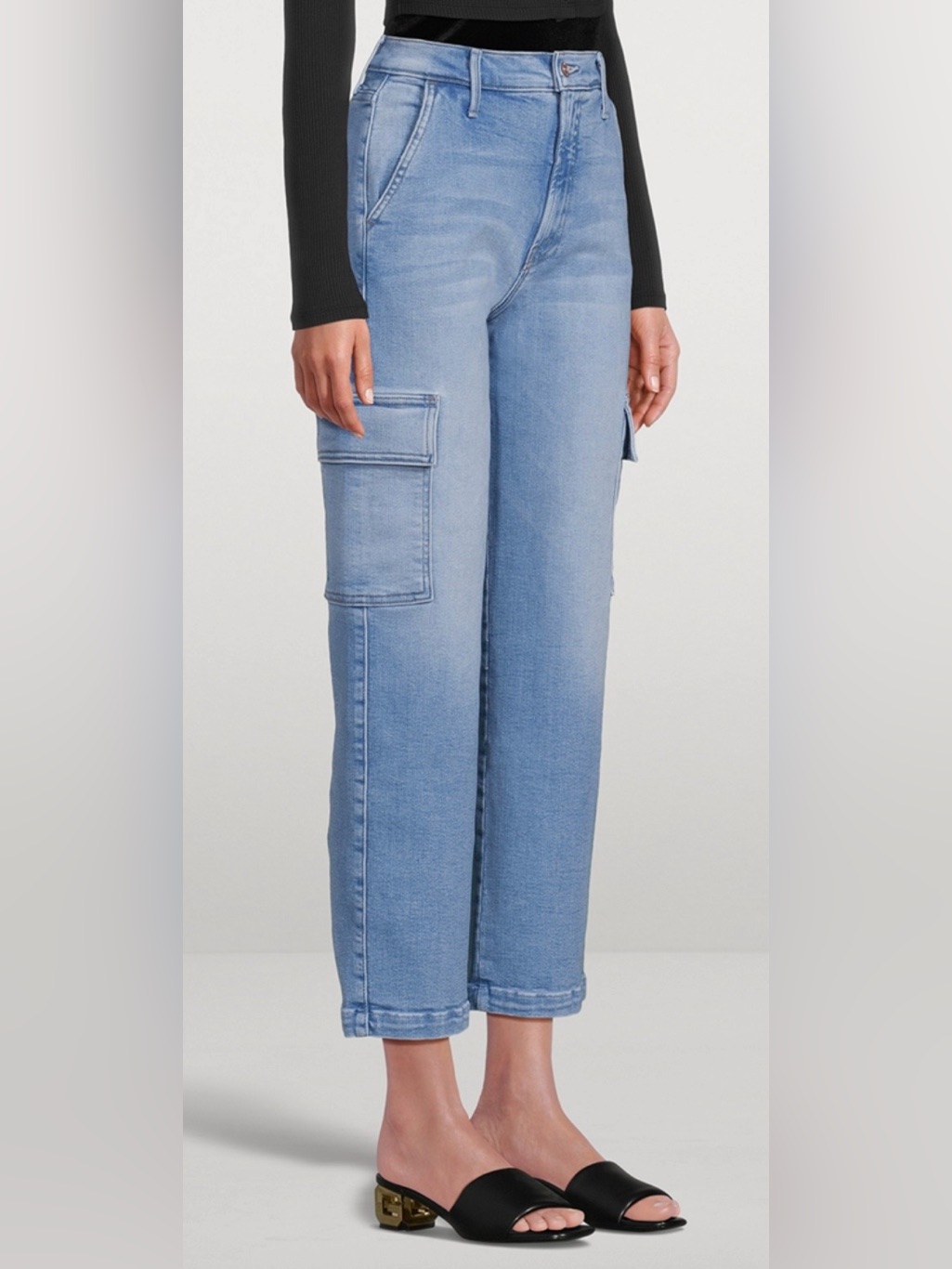 Mother Denim Light Blue Cargo Straight-Leg Women's Jeans